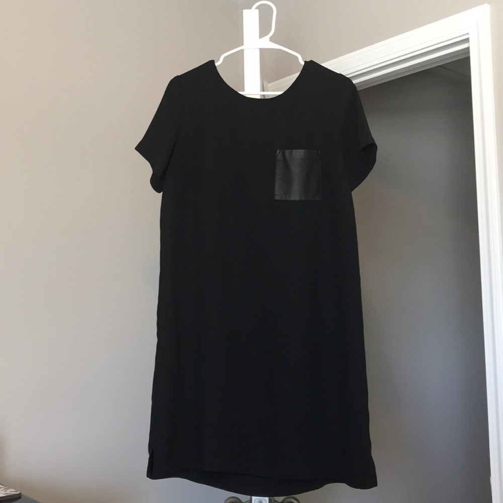 Black J Crew Dress with leather pocket